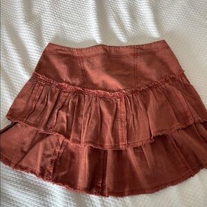 Free People Bubble Mini Skirt in Orange Red
